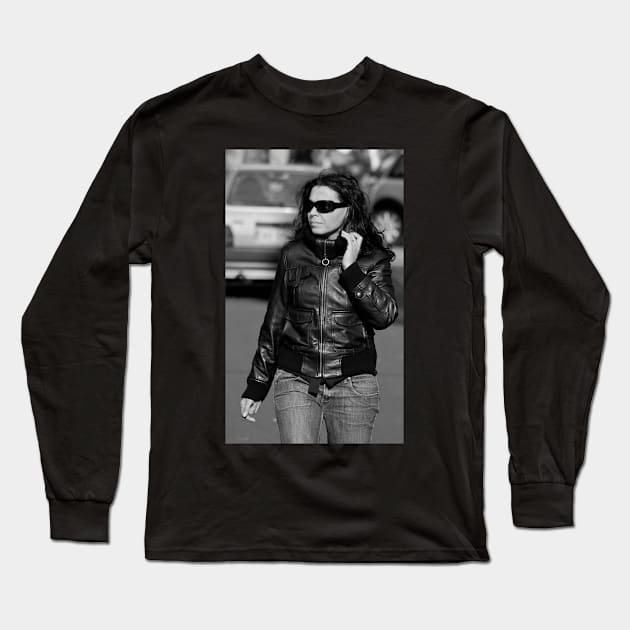 Lady in Black Long Sleeve T-Shirt by ansaharju